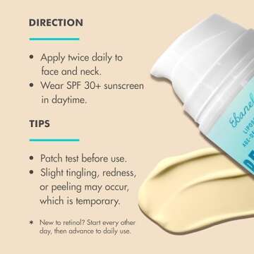 Ebanel Retinol Cream for Face with Collagen, Peptides, Niacinamide, Ceramides, Retinol Moisturizer with Vitamin C & B5, Hyaluronic Acid, Pore Minimizer Anti Aging Wrinkle Cream for Women and Men