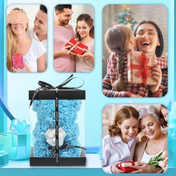 ZXS4RR Rose Bear Gift with Necklace and Card for Women