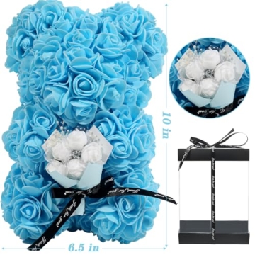 ZXS4RR Rose Bear Gift with Necklace and Card for Women