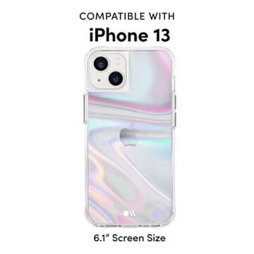 Case-Mate Soap Bubble iPhone 13 Case [10ft Drop Protection] [Wireless Charging Compatible] Luxury Cover for iPhone 13 6.1" - Iridescent Swirl Effect, Anti-Scratch, Shock Absorbing, Slim - Iridescent