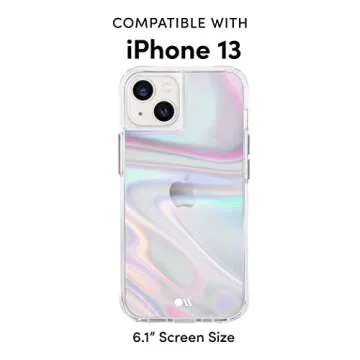 Case-Mate Soap Bubble iPhone 13 Case [10ft Drop Protection] [Wireless Charging Compatible] Luxury Cover for iPhone 13 6.1" - Iridescent Swirl Effect, Anti-Scratch, Shock Absorbing, Slim - Iridescent
