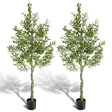 NeuType Artificial Olive Tree 6Ft Set of 2 with Lights
