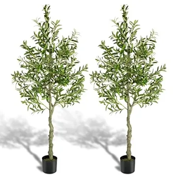 NeuType Artificial Olive Tree 6Ft Set of 2 with Lights
