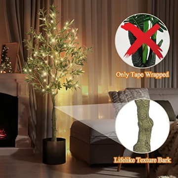 NeuType Artificial Olive Tree 6Ft Set of 2 with Lights
