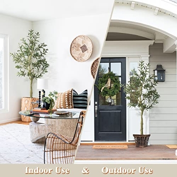 NeuType Artificial Olive Tree 6Ft Set of 2 with Lights