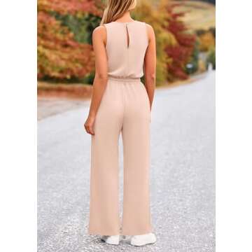 PRETTYGARDEN Womens Casual Jumpsuits Summer Fashion Clothes Sleeveless Palazzo Pants Romper Outfits ...