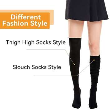 Ammiko Women’s Stylish Thigh High Socks - Soft Cotton Stripes