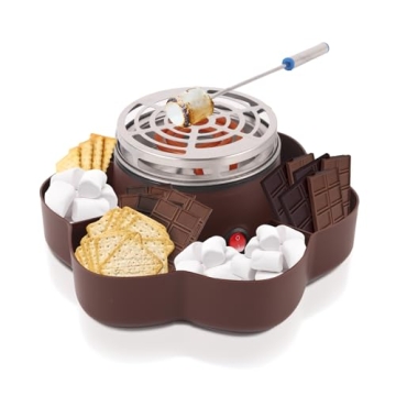 Electric S'mores Maker Tabletop Indoor, Flameless Marshmallow Roaster, Smores Kit with 6 Compartment...
