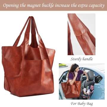 KlaOYer Oversized Leather Tote Bag - Stylish & Spacious