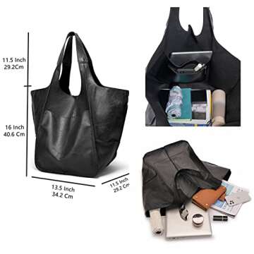 KlaOYer Oversized Leather Tote Bag - Stylish & Spacious
