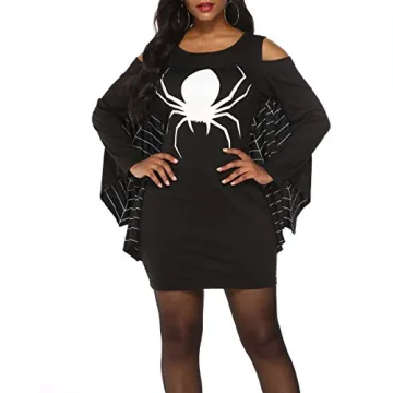 Grace's Secret Plus Size Halloween Spiderweb Dress Jersey