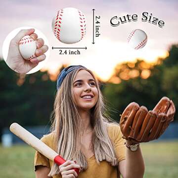 24 Pcs Baseball Stress Ball,2.5 Inch Mini Squeeze Foam Baseball,Relaxable Sports Ball for Themed Par...