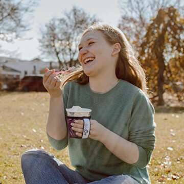 GoCuff Ice Cream Coozie Pint Cuff Reusable Antislip Neoprene Insulator Pint Sized Ice Cream Pint Cozy Sleeve with Handle Compatible For Haagen-Dazs, Ben & Jerry's, Halo Top(Rose Gold Marble)