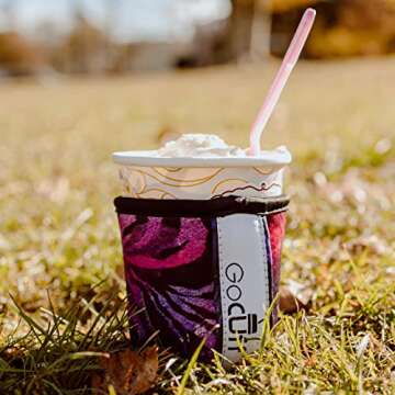 GoCuff Ice Cream Coozie Pint Cuff Reusable Antislip Neoprene Insulator Pint Sized Ice Cream Pint Cozy Sleeve with Handle Compatible For Haagen-Dazs, Ben & Jerry's, Halo Top(Rose Gold Marble)