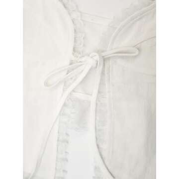 Remidoo Lace Trim Open Front Cami Crop Top White