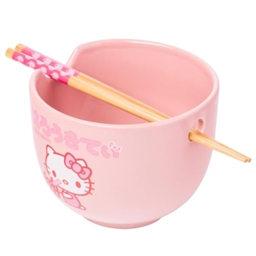 Silver Buffalo Sanrio Hello Kitty Strawberry Milk Japanese Character Ceramic Ramen Noodle Rice Bowl ...
