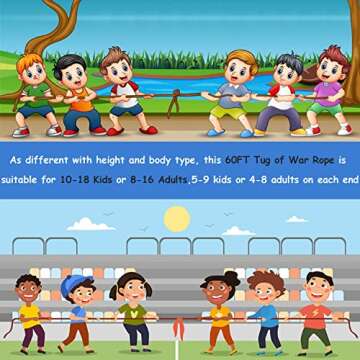 60FT Tug of War Rope for Safe Family Fun at Parties