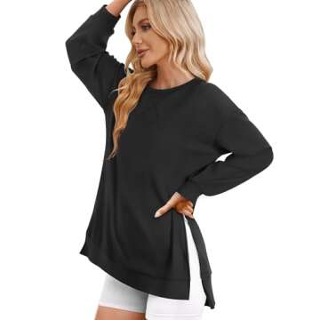 WIHOLL Oversized Sweatshirt for Women Crew Neck Pullover Sweatshirts Long Sleeve Tops Soft Loose Fit...