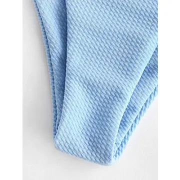 ZAFUL Textured Bikini Set with Removable Straps - Chic Swimwear