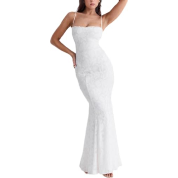 Women's Bodycon Lace Maxi Dress - Sweetheart Neckline Sleeveless Elegant Dress