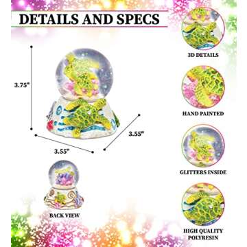COTA Global Sea Turtle Stone Snow Globe - Sparkly Water Globe Figurine with Sparkling Glitter, Colle...