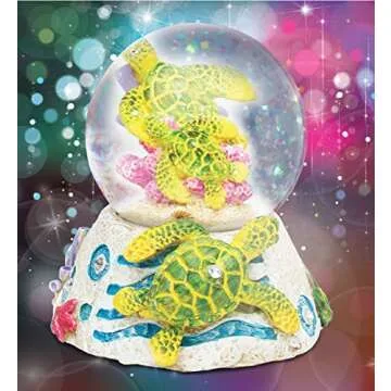 COTA Global Sea Turtle Stone Snow Globe - Sparkly Water Globe Figurine with Sparkling Glitter, Collectible Novelty Ornament for Home Decor, for Birthdays, Christmas, and Valentine's Day