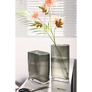 Elegant TERESA'S COLLECTIONS Grey Glass Vases Set