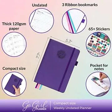 GoGirl Planner and Organizer for Women – Compact Size Weekly Planner, Goals Journal & Agenda to Im...