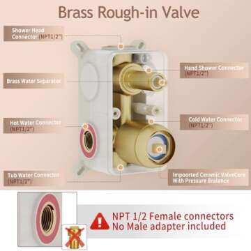 HomGoo Shower System with Tub Spout, Shower Faucet Set with 10-Inch Rain Shower Head, Handheld Shower head and Shower Faucet Trim valve, Wall Mounted Bathroom Shower Combo Set,Gold