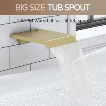 HomGoo Shower System with Tub Spout, Shower Faucet Set with 10-Inch Rain Shower Head, Handheld Shower head and Shower Faucet Trim valve, Wall Mounted Bathroom Shower Combo Set,Gold