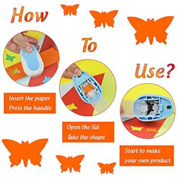 Ecohu Butterfly Punch Cutter 1-inch, Paper Punches, Craft Lever Punch Handmade, Hole Shape for Paper Crafting, Scrapbook, Cards Decoration, DIY Arts.