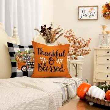 GEEORY 18x18 Fall Decorative Pillow Covers Set of 4