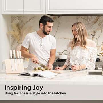 White Knife Set with Magnetic Knife Holder Stand - 6 PC White Magnetic Knife Set Includes White Hand...