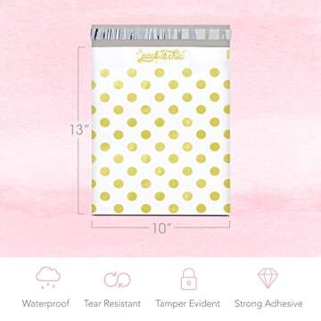 Gold Polka Dot Poly Mailers - Durable Self-Seal Envelopes