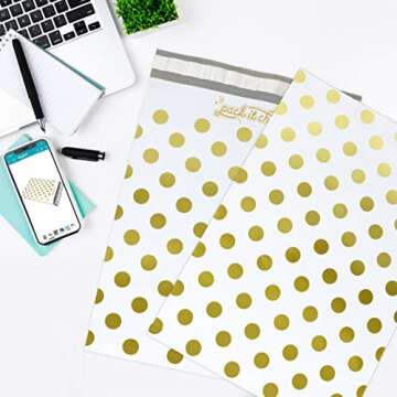 Gold Polka Dot Poly Mailers - Durable Self-Seal Envelopes