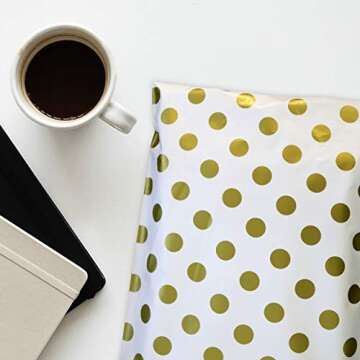 Gold Polka Dot Poly Mailers - Durable Self-Seal Envelopes