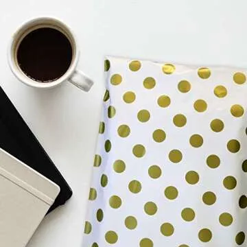 Gold Polka Dot Poly Mailers - Durable Self-Seal Envelopes