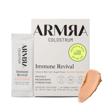 ARMRA Colostrum™ Premium Powder, Grass Fed, Gut Health Bloating Immunity Skin & Hair, Contains 400+ Bioactive Nutrients, Potent Bioavailable, Keto, Gluten & Fat Free (Blood Orange | 30 Servings)