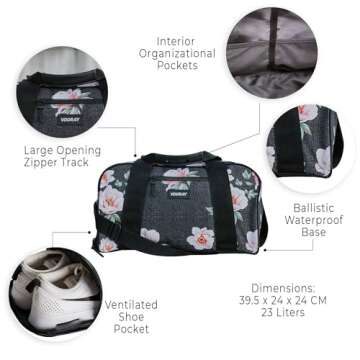 Vooray 23L Burner Gym Duffel Bag – Travel Bag for Women and Men, Sports Gym Bag with Shoe Compartment, Weekender Bag, Overnight Bag, Travel Tote Bags for Sports and Workout