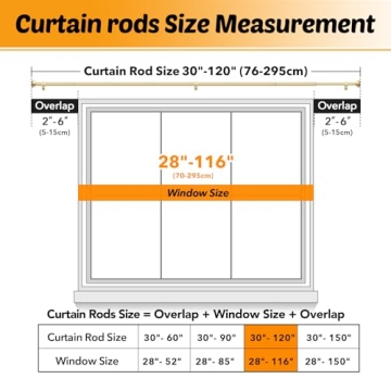 GEEBOBO Gold Curtain Rods, Adjustable, Heavy Duty Design