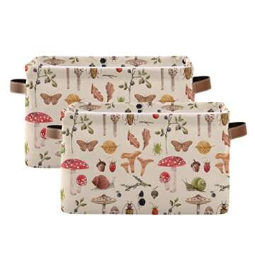 Mushroom Rectangle Storage Basket Collapsible Storage Bin for Nursery Toys Books Waterproof Baskets ...