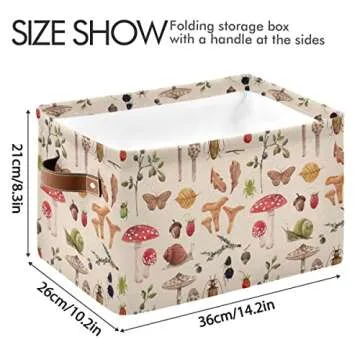 Mushroom Rectangle Storage Basket Collapsible Storage Bin for Nursery Toys Books Waterproof Baskets for Closet Shelves Bedroom Decor