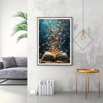 ZQEATRY Diamond Painting Kits for Adults Beginner,Butterfly On Book Page Diamond Art Kits,DIY 5D Full Drill Paint by Diamonds with Paintings Arts and Crafts for Home Decor 12 X 16Inch