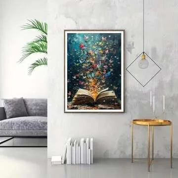 ZQEATRY Diamond Painting Kits for Adults Beginner,Butterfly On Book Page Diamond Art Kits,DIY 5D Full Drill Paint by Diamonds with Paintings Arts and Crafts for Home Decor 12 X 16Inch