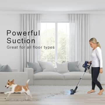 Filter Queen Cordless Vacuum Cleaner, 6-in-1 Stick Vac with Powerful Suction, Touch Screen LED Controls, Detachable Battery, for Quick Cleaning Hard Floor, Carpet, Pet Hair