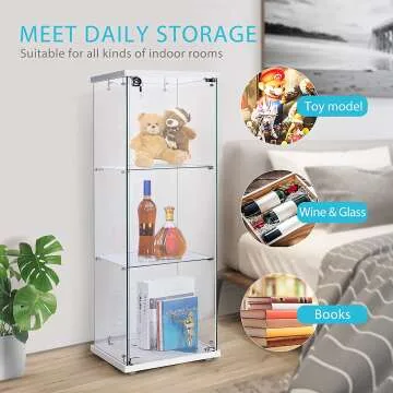 VIVOHOME Glass Countertop Showcase with Lock