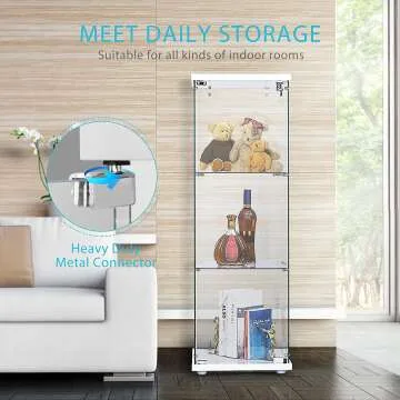 VIVOHOME Glass Countertop Showcase with Lock