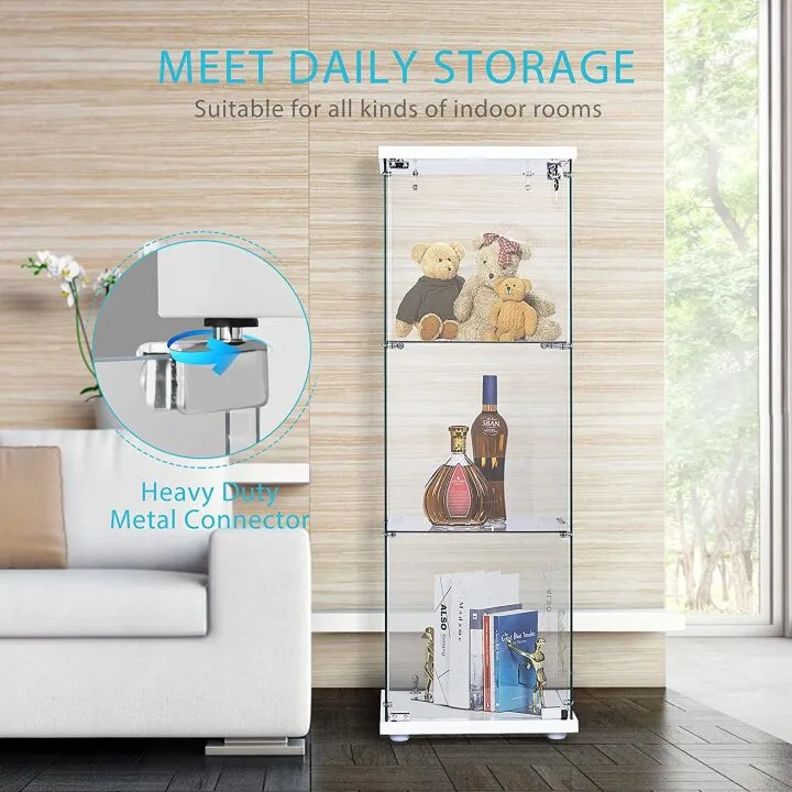 VIVOHOME Glass Countertop Showcase with Lock