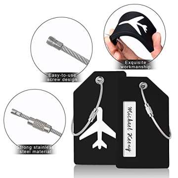 8-Pack Silicone Luggage Tags for Travel Organization