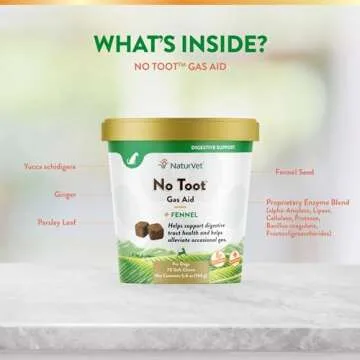 NaturVet No Toot Gas Aid for Dogs Plus Fennel 70 Chews